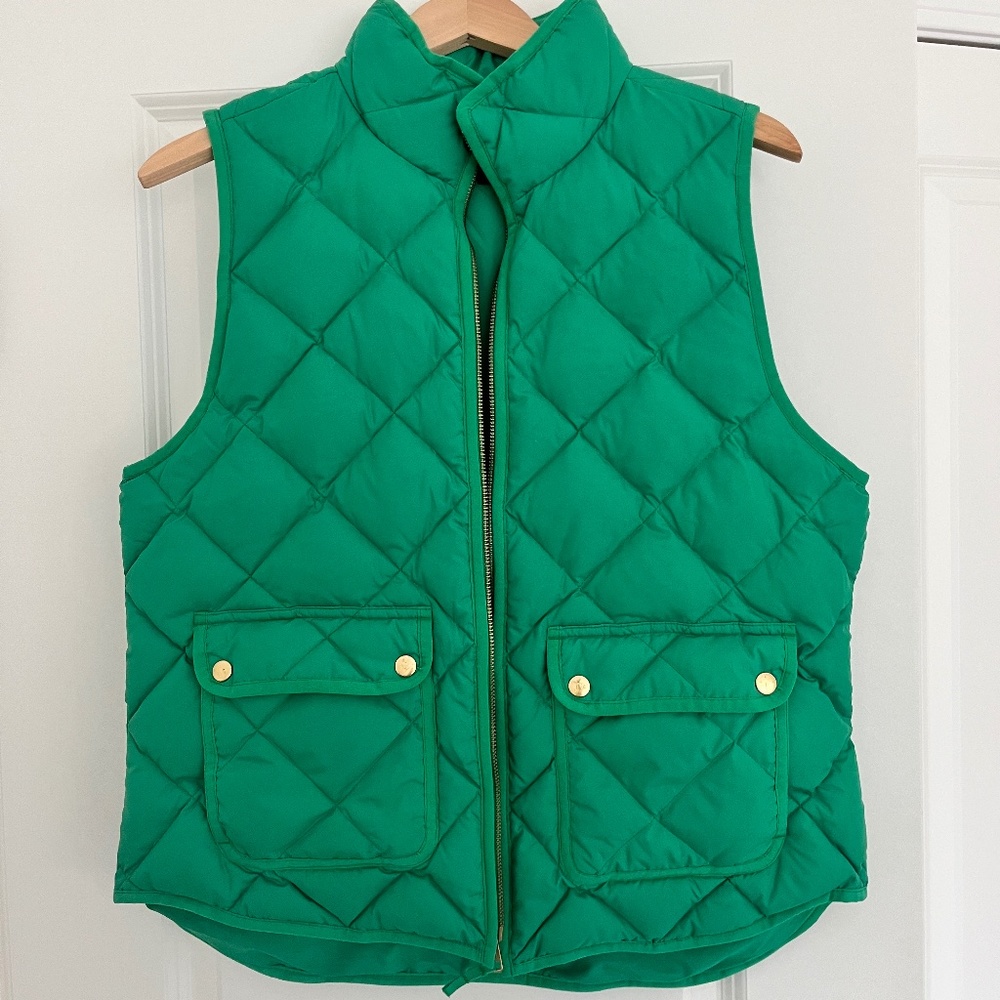 J. Crew Kelly Green Puffer Vest Size Large